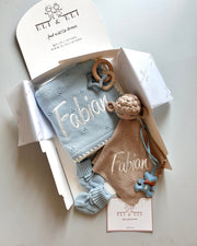 Leather bear bag charm in blue - view 2 | Eli&Eli
