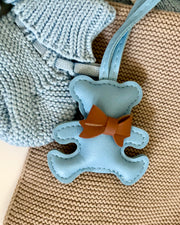 Leather bear bag charm in blue - view 7 | Eli&Eli
