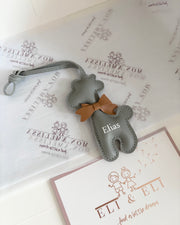 Leather giraffe bag charm in baby blue - view 8 | Eli&Eli