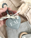 Leather heart bag charm in baby blue for diaper bag or mama bag - Eli&Eli Dubai