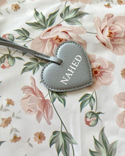 Leather heart bag charm in baby blue - view 2 | Eli&Eli