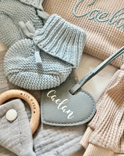 Leather heart bag charm in baby blue - view 4 | Eli&Eli