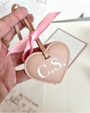 Leather heart bag charm in baby pink for diaper bag or mama bag - Eli&Eli Dubai