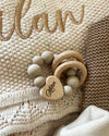 Love wooden teether with beige heart and beads for babies - Eli&Eli Dubai