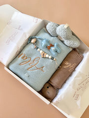 Luxury personalised blanket gift hamper in baby blue - view 8 | Eli&Eli