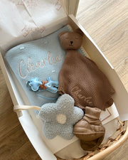 Luxury personalised blanket gift hamper in baby blue - view 9 | Eli&Eli
