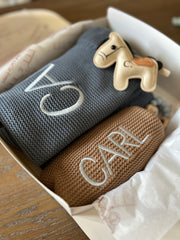Luxury personalised blanket gift hamper in teal blue - view 8 | Eli&Eli