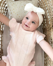 Blush rose knitted baby romper gift set for newborn girls - view 13 | Eli&Eli