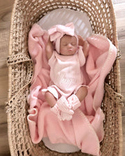 Blush rose knitted baby romper gift set for newborn girls - view 3 | Eli&Eli