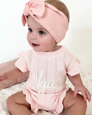 Blush rose knitted baby romper gift set for newborn girls - view 7 | Eli&Eli