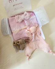 Luxury personalised cotton baby gift hamper in baby blush - view 13 | Eli&Eli