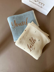 Luxury Baby Knitted Blanket Wool - Baby Blue White - view 13 | Eli&Eli