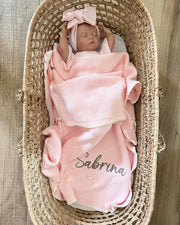 Luxury knitted baby blanket blush white - view 10 | Eli&Eli