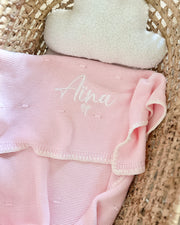 Luxury knitted baby blanket blush white - view 5 | Eli&Eli