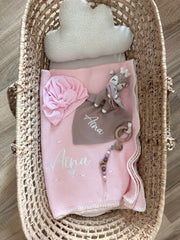 Luxury knitted baby blanket blush white - view 7 | Eli&Eli