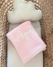 Luxury knitted baby blanket blush white - view 8 | Eli&Eli
