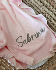 Luxury knitted baby blanket blush white - view 9 | Eli&Eli