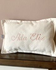 Luxury muslin baby pillow in cream ivory - view 3 | Eli&Eli