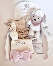 Luxury personalised ruffled muslin gift set in ivory blush - view 19 | Eli&Eli