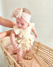 Luxury personalised ruffled muslin gift set in ivory blush - view 7 | Eli&Eli