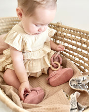Luxury personalised ruffled muslin gift set in ivory blush - view 8 | Eli&Eli