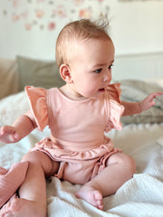 Luxury personalised ruffled terry gift set in blush rose - view 6 | Eli&Eli