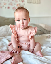 Luxury personalised ruffled terry gift set in blush rose - view 8 | Eli&Eli