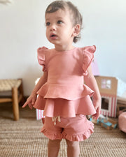 Luxury personalised ruffled terry gift set in magnolia pink - view 3 | Eli&Eli