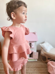Luxury personalised ruffled terry gift set in magnolia pink - view 6 | Eli&Eli