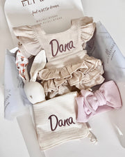 Mini Princess Ruffle Romper Muslin - Sand Beige - view 11 | Eli&Eli