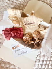 Mini princess ruffle muslin romper sand beige - view 3 | Eli&Eli