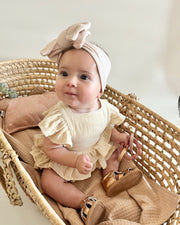 Mini princess ruffle muslin romper sand beige - view 4 | Eli&Eli