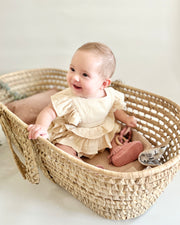 Mini princess ruffle muslin romper sand beige - view 5 | Eli&Eli