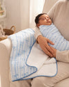 Muslin baby blanket with blue bows - Eli&Eli Dubai