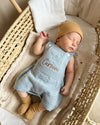 Newborn cotton knitted dungaree for baby boys in teal blue - Eli&Eli Dubai