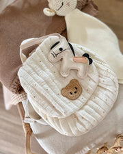 Personalised baby backpack gift set in neutrals - view 4 | Eli&Eli