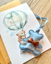 Personalised baby boy greeting card with hot air balloon design and baby's name - Eli&Eli Dubai