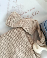 Personalised baby boy knitted comforter and pacifier holder set - view 7 | Eli&Eli