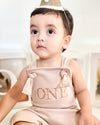 Personalised first, second or third birthday romper in taupe ecru - Eli&Eli Dubai