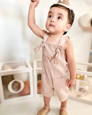 Birthday romper in taupe ecru - view 2 | Eli&Eli