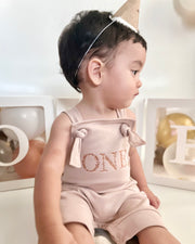Birthday romper in taupe ecru - view 3 | Eli&Eli