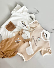 Personalised birthday terry romper rainbow theme - view 2 | Eli&Eli