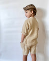 Personalised boys muslin no collar shirt and shorts set - Eli&Eli Dubai