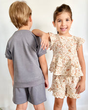 Personalised boys terry lounge set in sandstone grey - view 12 | Eli&Eli