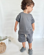 Personalised boys terry lounge set in sandstone grey - view 13 | Eli&Eli