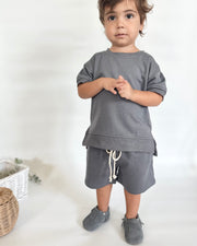 Personalised boys terry lounge set in sandstone grey - view 3 | Eli&Eli