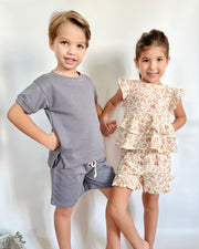 Personalised boys terry lounge set in sandstone grey - view 5 | Eli&Eli