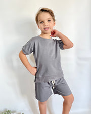 Personalised boys terry lounge set in sandstone grey - view 6 | Eli&Eli