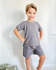 Personalised boys terry lounge set in sandstone grey - view 9 | Eli&Eli