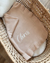 Personalised cotton knitted baby blanket in beige champagne with name embroidery - Eli&Eli Dubai